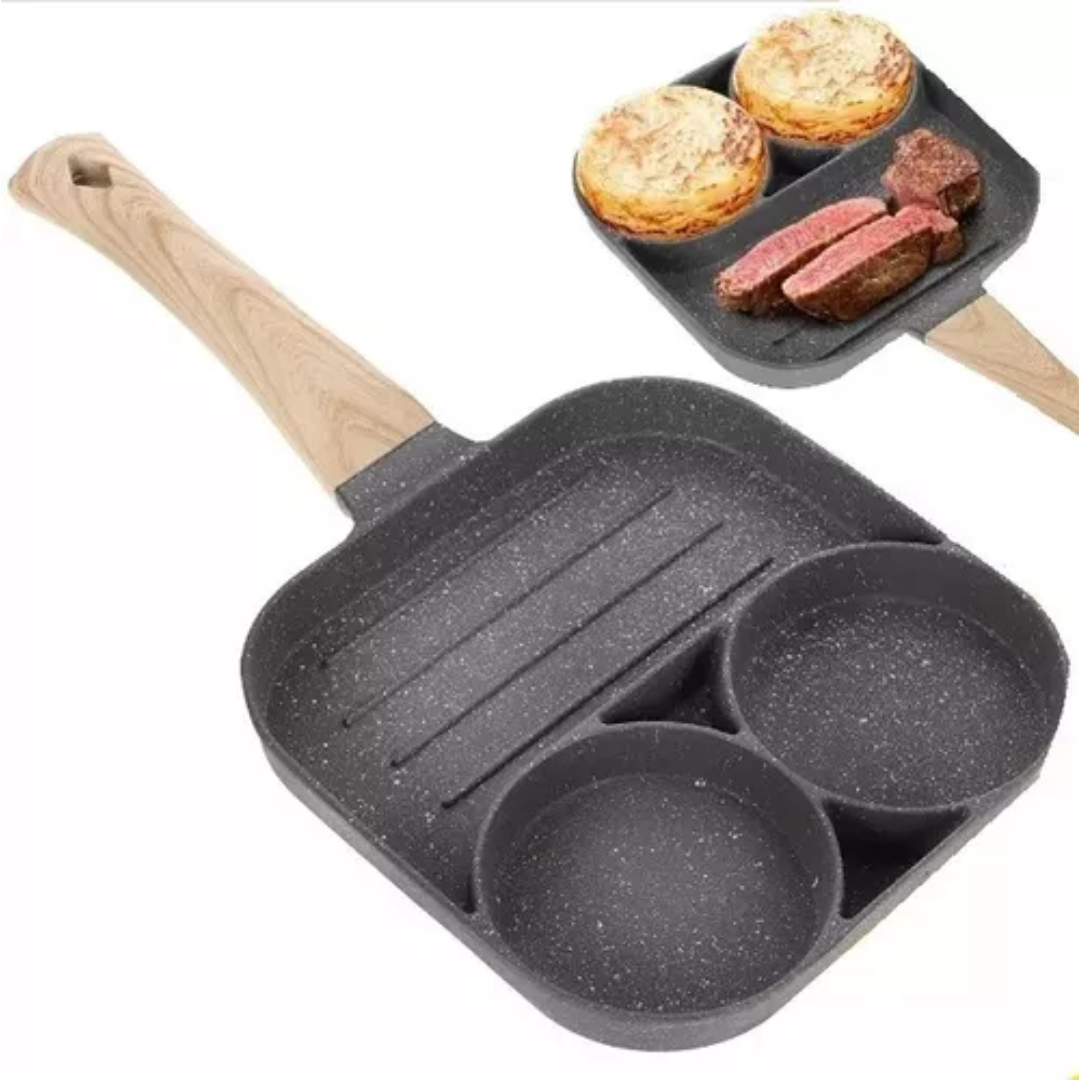 ✨Sartén Multifuncional 3 en 1 Antiadherente | Ideal para Huevos, Hamburguesas, Pancakes y Más