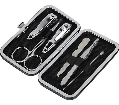 ✨Kit de Manicura 7 en 1 de Acero Inoxidable | Cortaúñas, Tijeras y Herramientas de Belleza | Con Estuche de Viaje